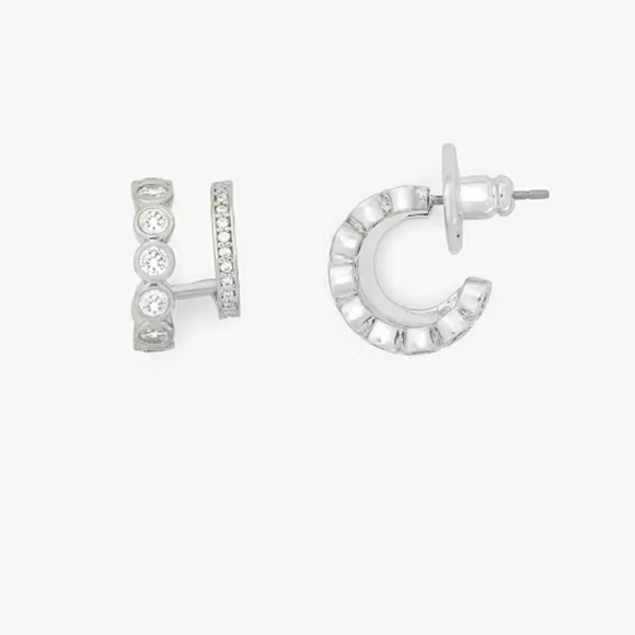 $58 Kate Spade Dazzle Double Huggies silver - Picture 7 of 7